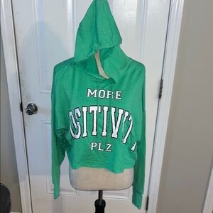 Aerie OFFLINE women’s green cropped Hoodie size small